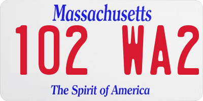 MA license plate 102WA2