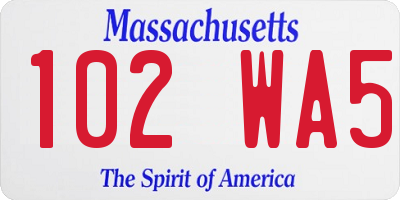 MA license plate 102WA5