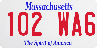 MA license plate 102WA6