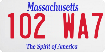 MA license plate 102WA7