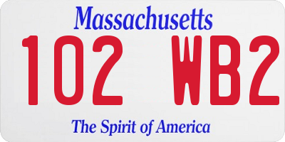 MA license plate 102WB2