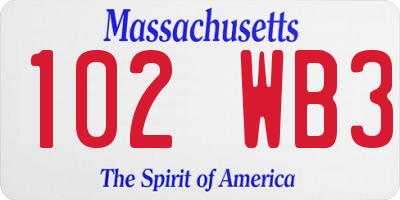 MA license plate 102WB3