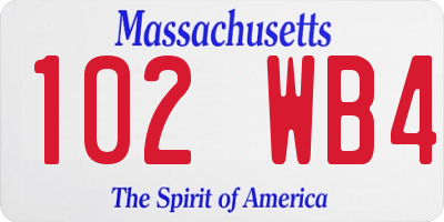 MA license plate 102WB4