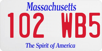 MA license plate 102WB5