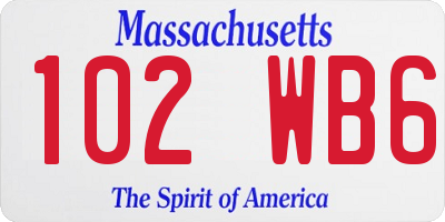 MA license plate 102WB6