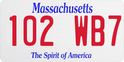 MA license plate 102WB7