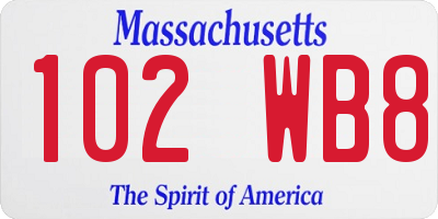 MA license plate 102WB8