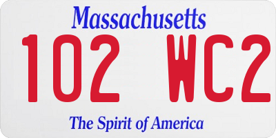 MA license plate 102WC2