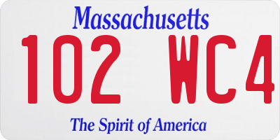 MA license plate 102WC4