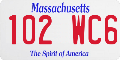 MA license plate 102WC6