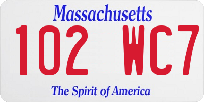 MA license plate 102WC7