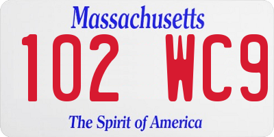 MA license plate 102WC9