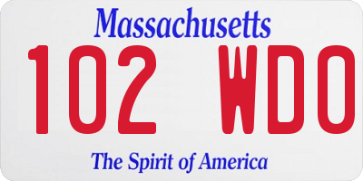 MA license plate 102WD0