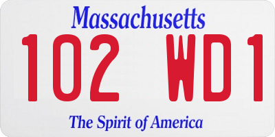 MA license plate 102WD1