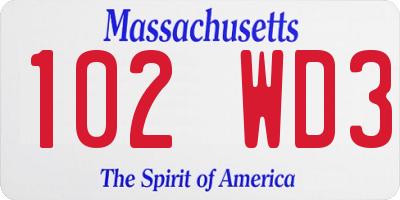 MA license plate 102WD3