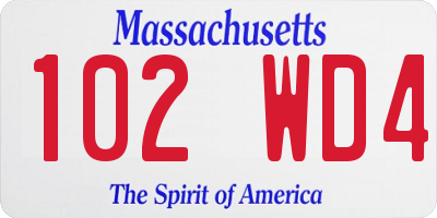 MA license plate 102WD4