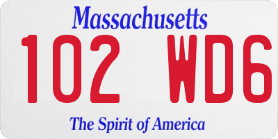 MA license plate 102WD6