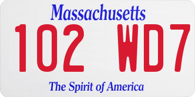 MA license plate 102WD7