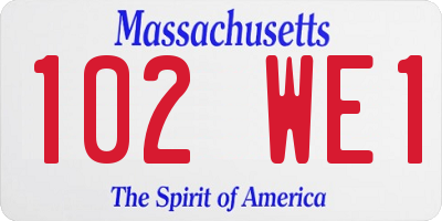 MA license plate 102WE1