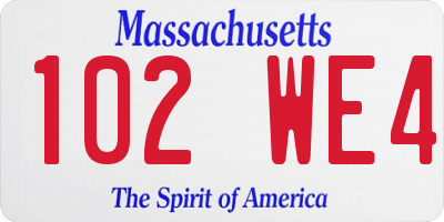 MA license plate 102WE4