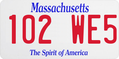 MA license plate 102WE5