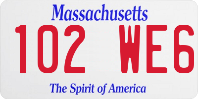 MA license plate 102WE6