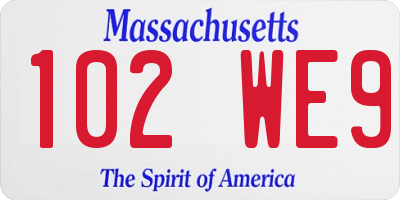 MA license plate 102WE9