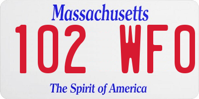 MA license plate 102WF0