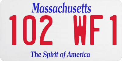 MA license plate 102WF1