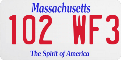 MA license plate 102WF3