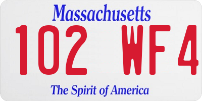 MA license plate 102WF4