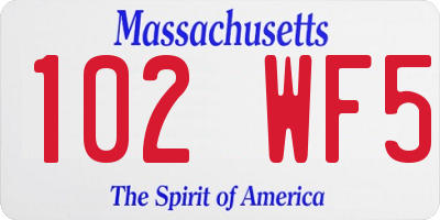 MA license plate 102WF5