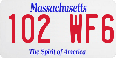 MA license plate 102WF6