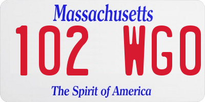 MA license plate 102WG0
