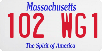 MA license plate 102WG1
