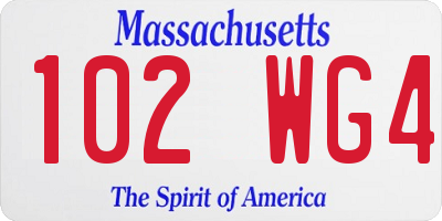 MA license plate 102WG4