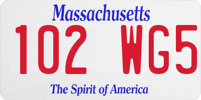 MA license plate 102WG5