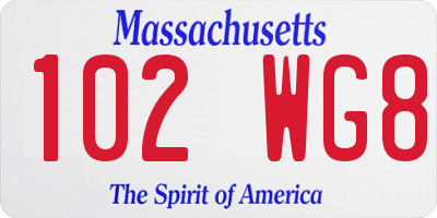 MA license plate 102WG8