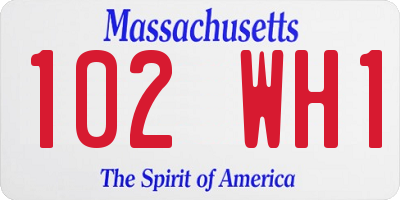 MA license plate 102WH1