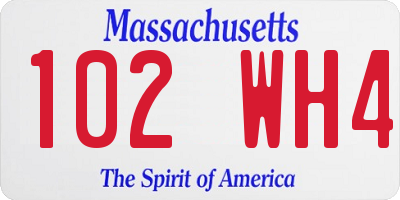 MA license plate 102WH4