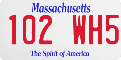 MA license plate 102WH5