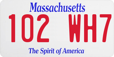 MA license plate 102WH7