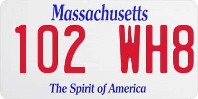 MA license plate 102WH8