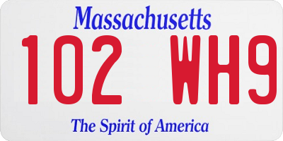 MA license plate 102WH9