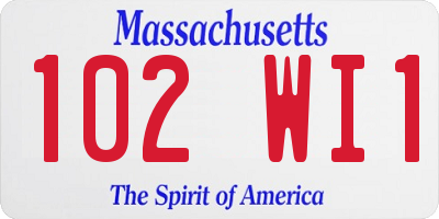 MA license plate 102WI1