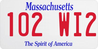 MA license plate 102WI2