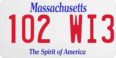 MA license plate 102WI3