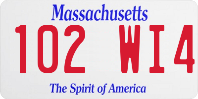 MA license plate 102WI4