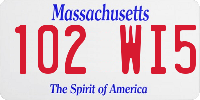 MA license plate 102WI5