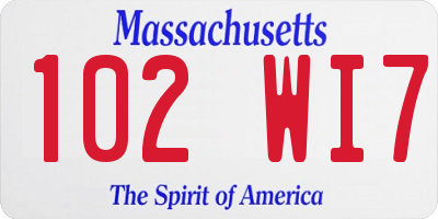 MA license plate 102WI7